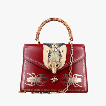 Broche Beetle Print Red×Multicolour Leather 466434 F022834740ブロッシュビートルプリント レッド×マルチカラー レザー 466434 F022834740