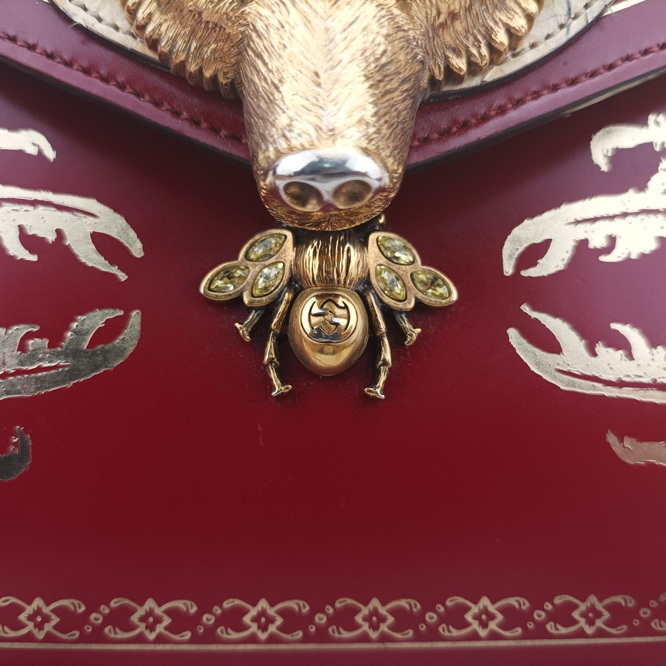 Broche Beetle Print Red×Multicolour Leather 466434 F022834740ブロッシュビートルプリント レッド×マルチカラー レザー 466434 F022834740