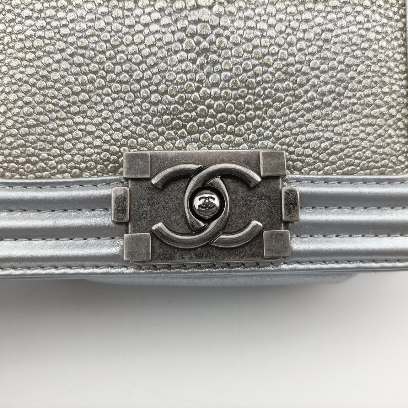 BOY CHANEL Silver lambskin×Galuchat Stingray A66230 19869442ボーイシャネル シルバー ラムスキン×ガルーシャ スティングレイ A66230 19869442