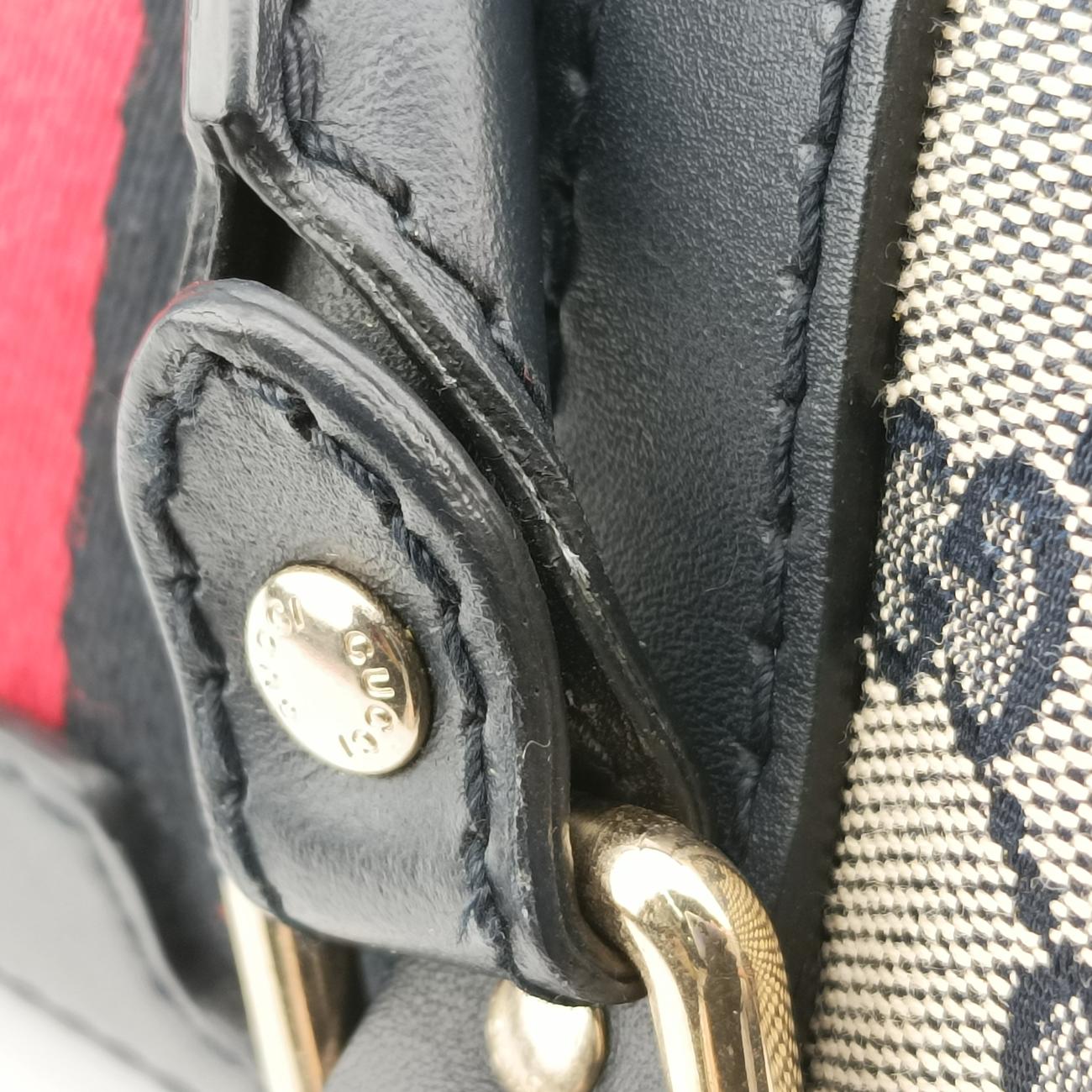 Sherry Line navy×red×beige Leather x canvas 247205 B017304282シェリーライン ネイビー×レッド×ベージュ レザー×キャンバス 247205 B017304282