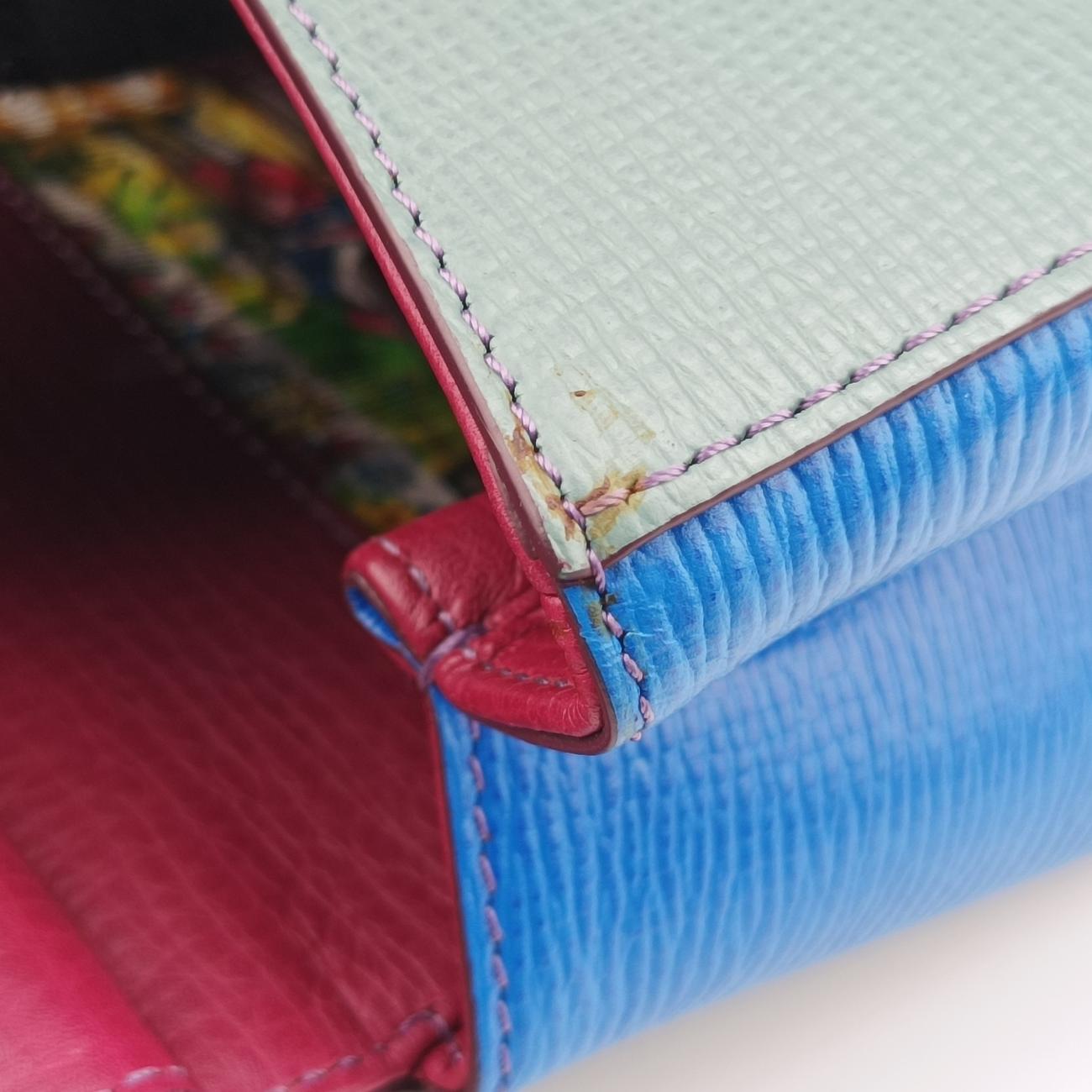 SICILY Red×Blue×Greenish gray Leather 44シシリー レッド×ブルー×グリーニッシュ グレイ レザー 44