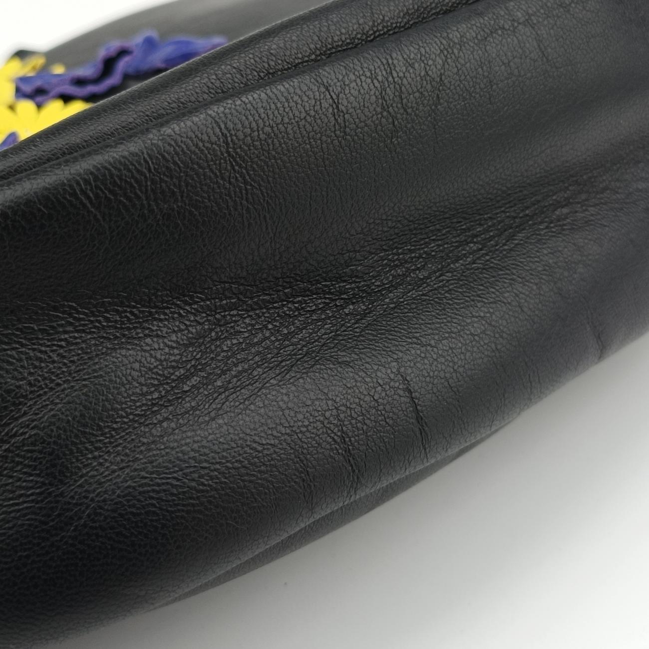 Floral decoration Black×Multicolour Leather CLG980537304792花飾り ブラック×マルチカラー レザー CLG980537304792