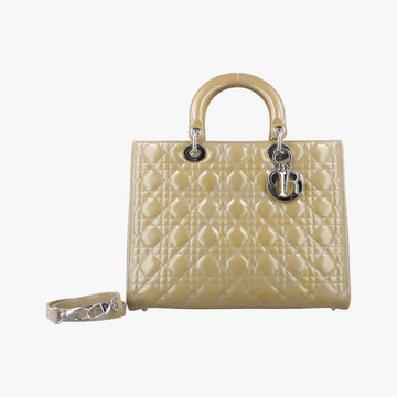 Lady Dior Yellow Patent 16-BO-1100 Aレディディオール ラージ イエロー パテント 16-BO-1100 A