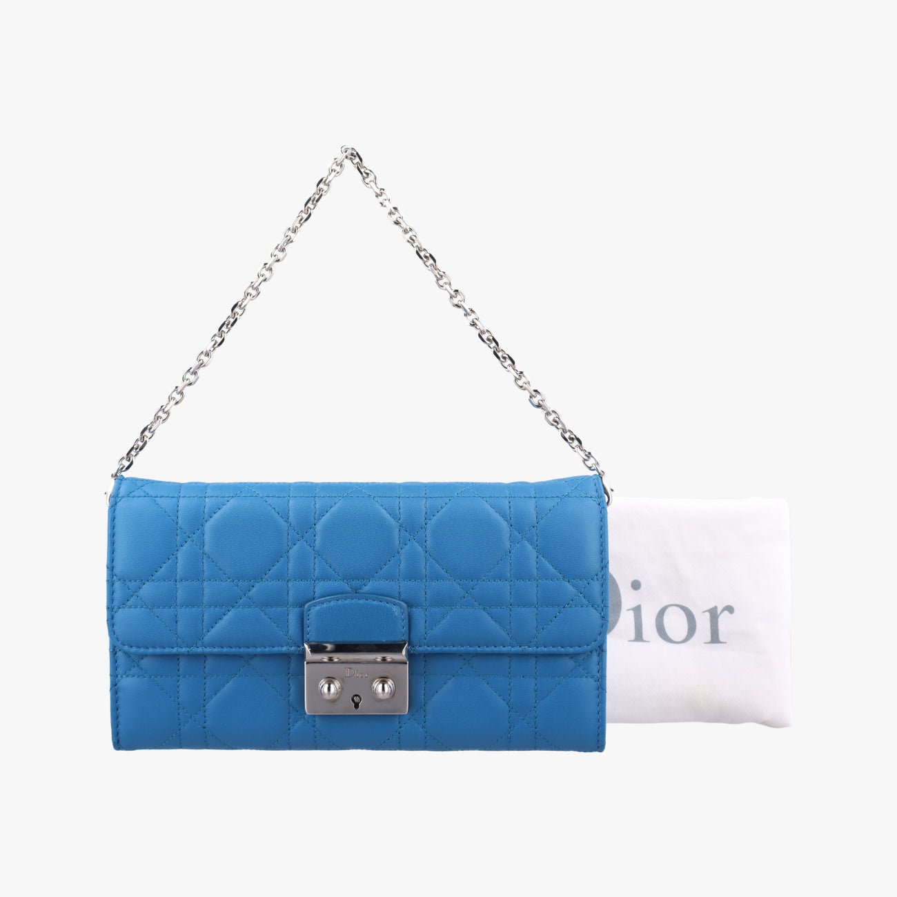 Miss Dior Cannage Blue lambskin 26-MA-0164ミス ディオール カナージュ ブルー ラムスキン 26-MA-0164
