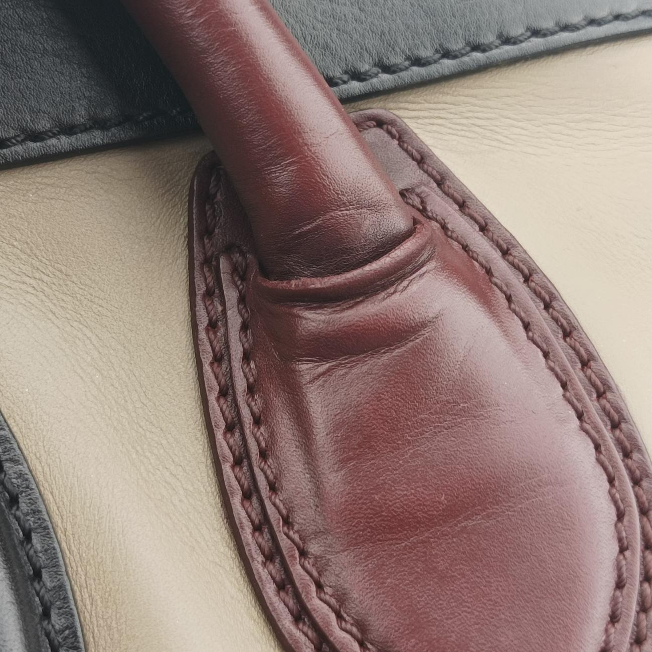 Luggage Mini Shopper Black x beige xBurgundy Leather W-AT-0181 W-UP-0181ラゲージミニショッパー ブラック×ベージュ×ワインレッド レザー W-AT-0181 W-UP-0181