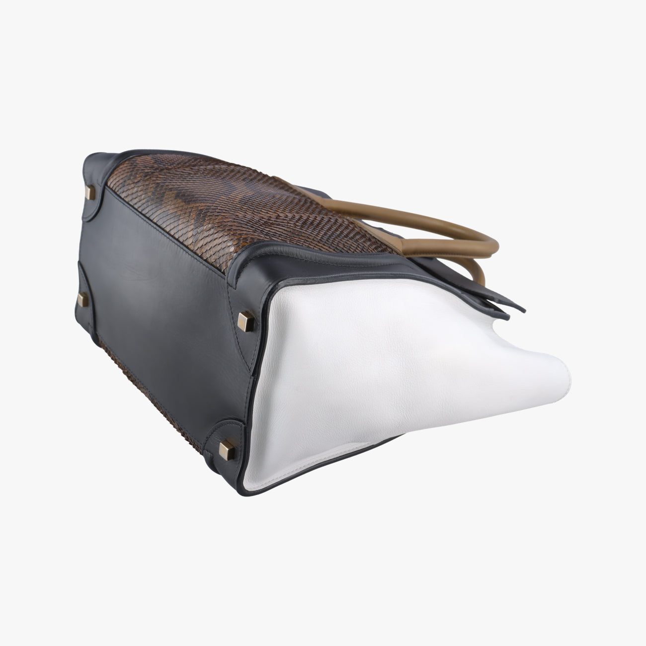 Luggage Mini Shopper Black×Brown×Multicolour Leather×Snakeskin S-AT-1121 S-PA-0112ラゲージミニショッパー ブラック×ブラウン×マルチカラー レザー×ヘビ革 S-AT-1121 S-PA-0112