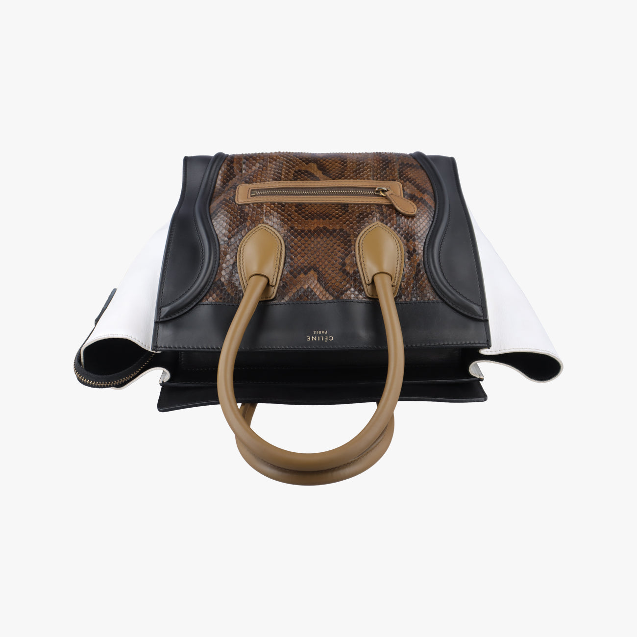 Luggage Mini Shopper Black×Brown×Multicolour Leather×Snakeskin S-AT-1121 S-PA-0112ラゲージミニショッパー ブラック×ブラウン×マルチカラー レザー×ヘビ革 S-AT-1121 S-PA-0112