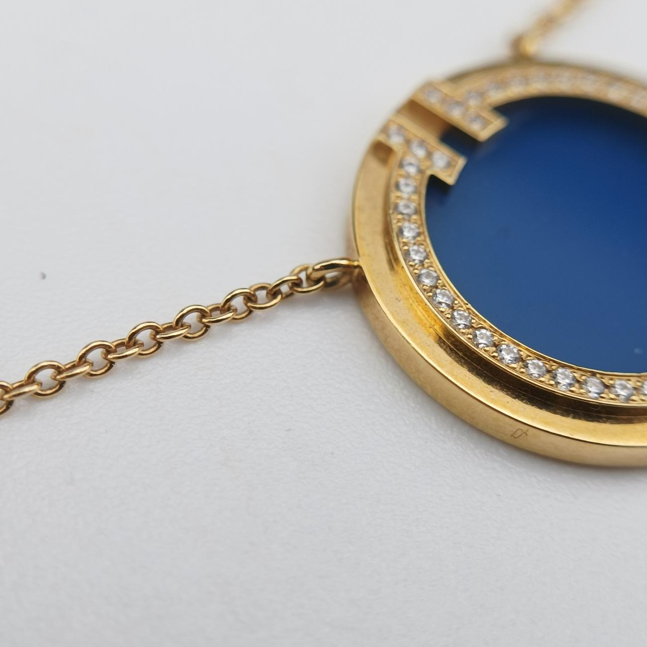 T Diamond & Mother Of Pearl Circle Pendant Blue×golden AU750 T トゥー ダイヤモンド＆マザーオブパール サークル ペンダント ブルー×ゴールド AU750 