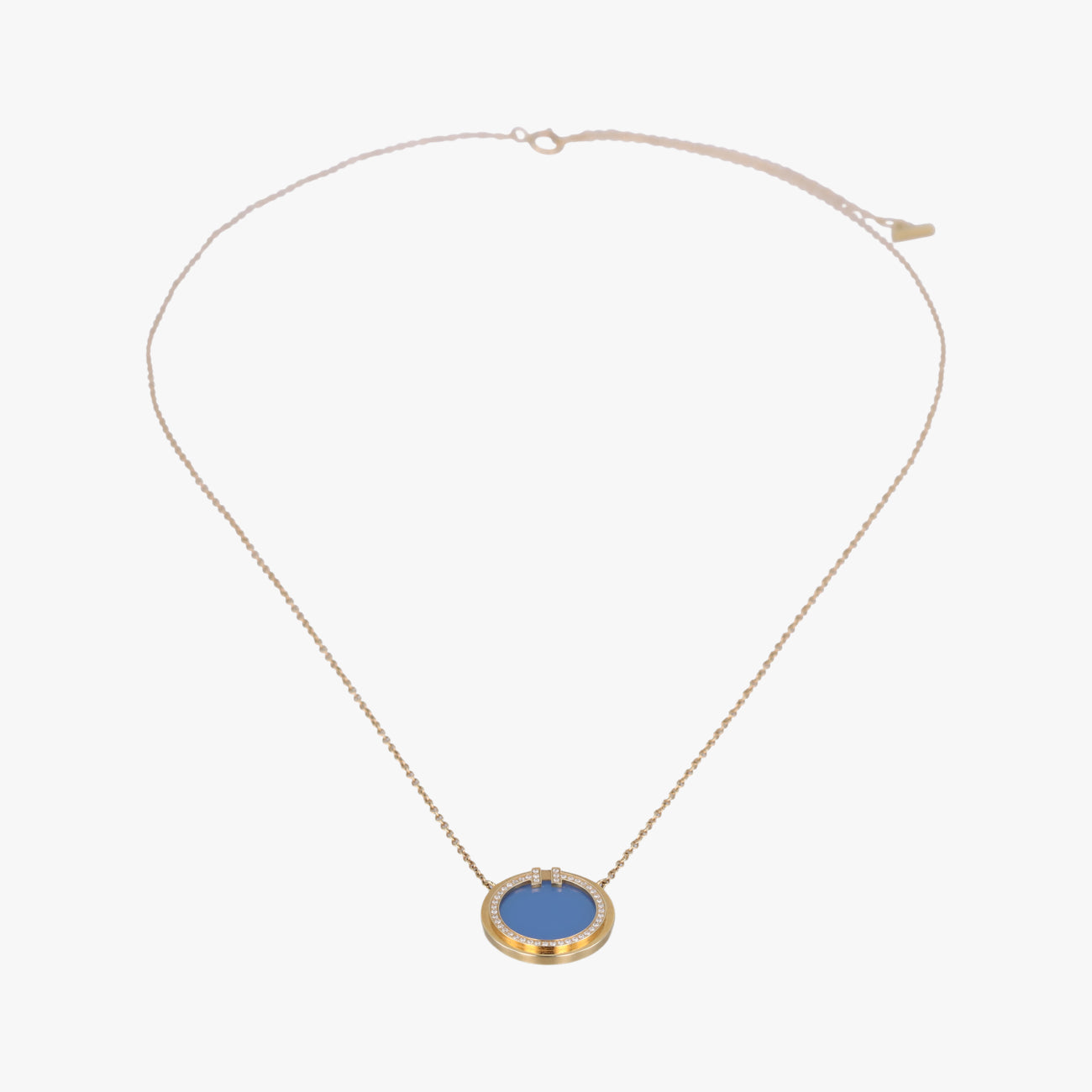 T Diamond & Mother Of Pearl Circle Pendant Blue×golden AU750 T トゥー ダイヤモンド＆マザーオブパール サークル ペンダント ブルー×ゴールド AU750 