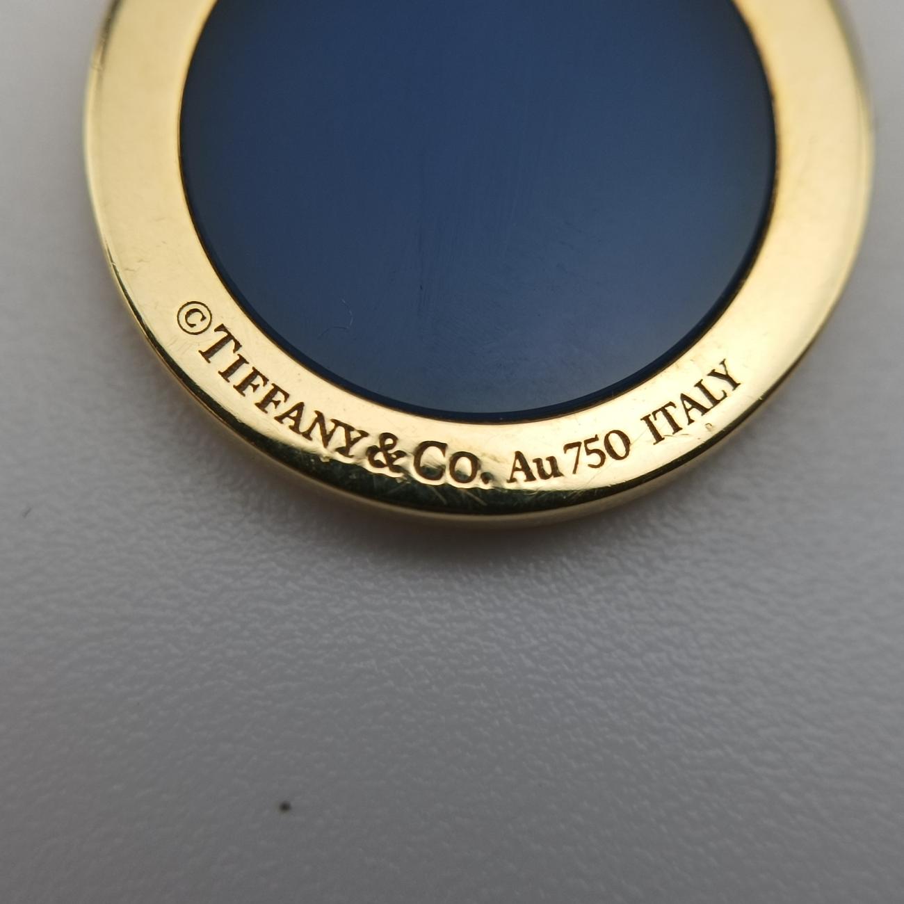 T Diamond & Mother Of Pearl Circle Pendant Blue×golden AU750 T トゥー ダイヤモンド＆マザーオブパール サークル ペンダント ブルー×ゴールド AU750 