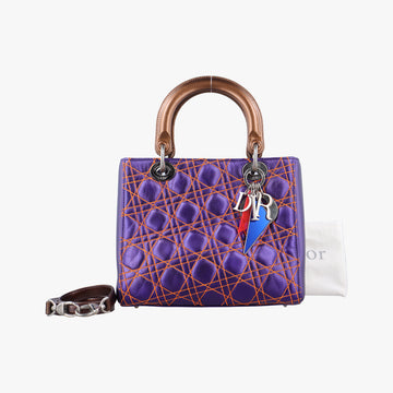 Lady Dior purple×orange Leather 15-BO-1121レディディオール パープル×オレンジ レザー 15-BO-1121