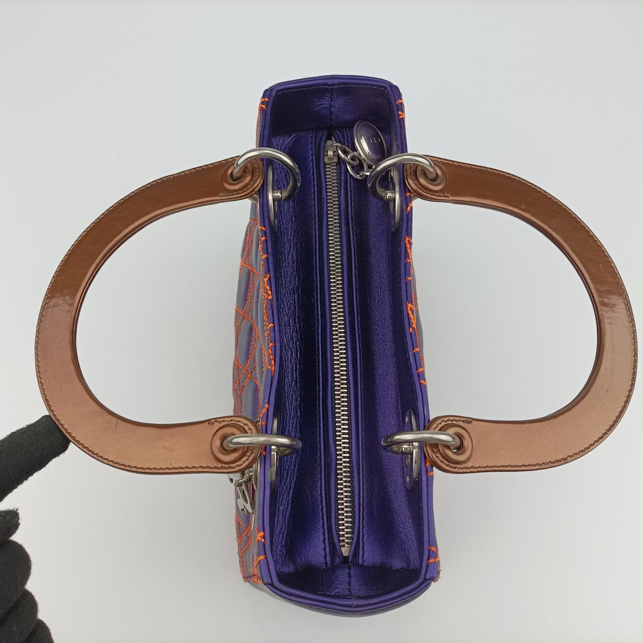Lady Dior purple×orange Leather 15-BO-1121レディディオール パープル×オレンジ レザー 15-BO-1121