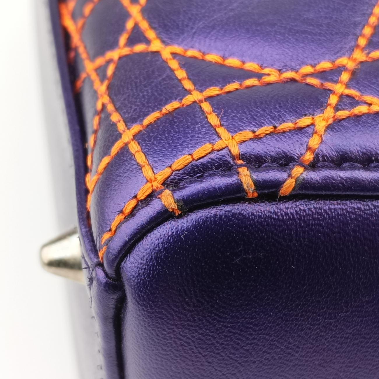 Lady Dior purple×orange Leather 15-BO-1121レディディオール パープル×オレンジ レザー 15-BO-1121