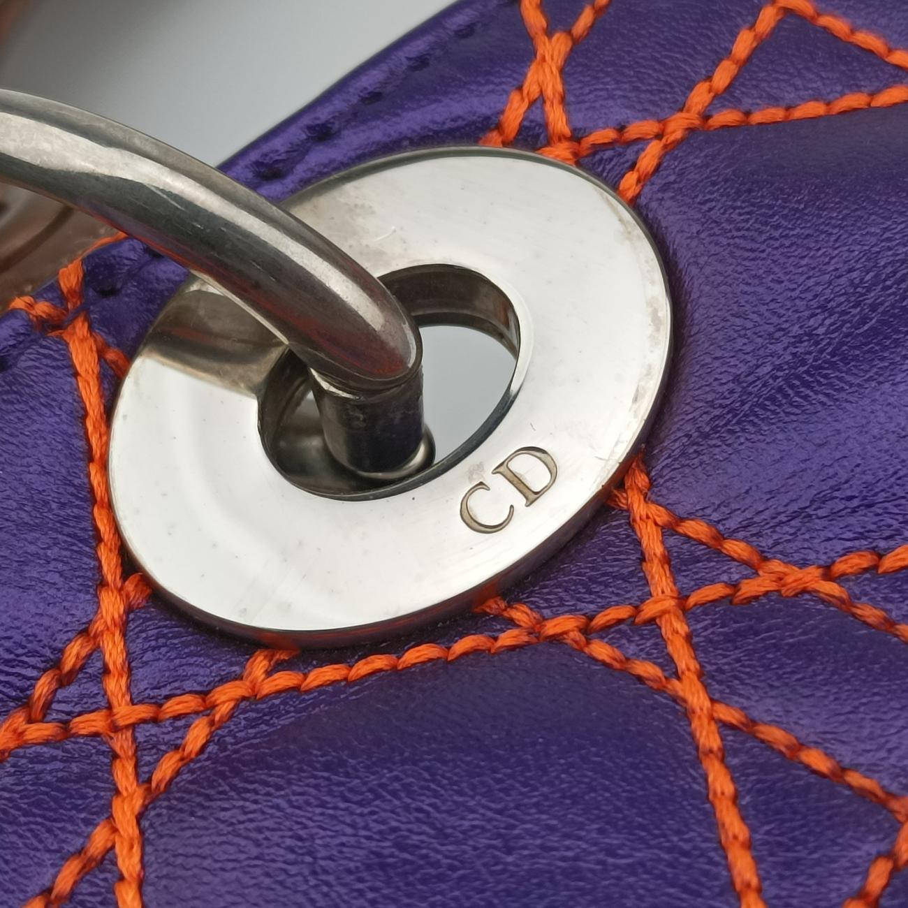 Lady Dior purple×orange Leather 15-BO-1121レディディオール パープル×オレンジ レザー 15-BO-1121
