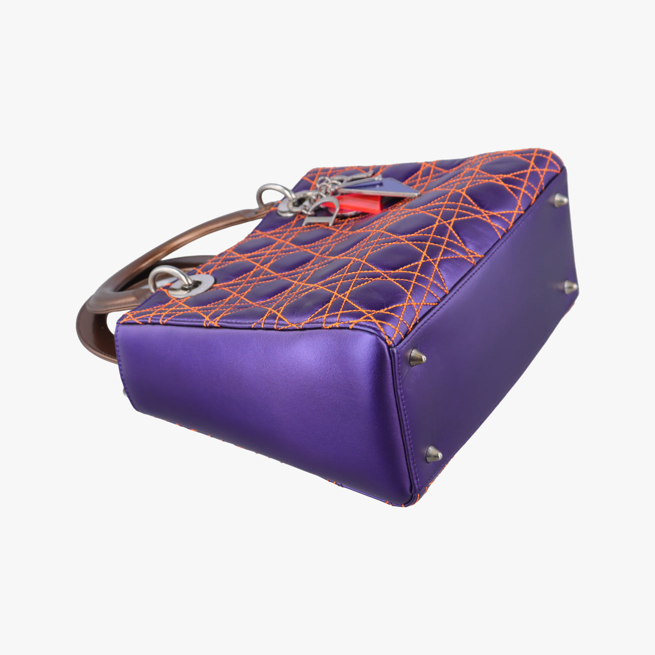 Lady Dior purple×orange Leather 15-BO-1121レディディオール パープル×オレンジ レザー 15-BO-1121