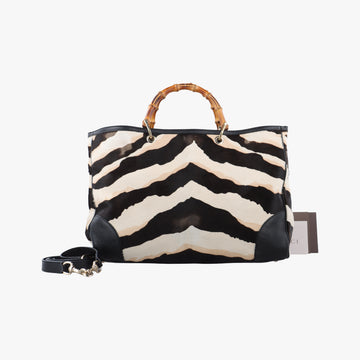 bamboo shopper Beige x Black x White ponyhair 323658 H016653138バンブーショッパー ベージュ x ブラック x ホワイト ハラコ 323658 H016653138
