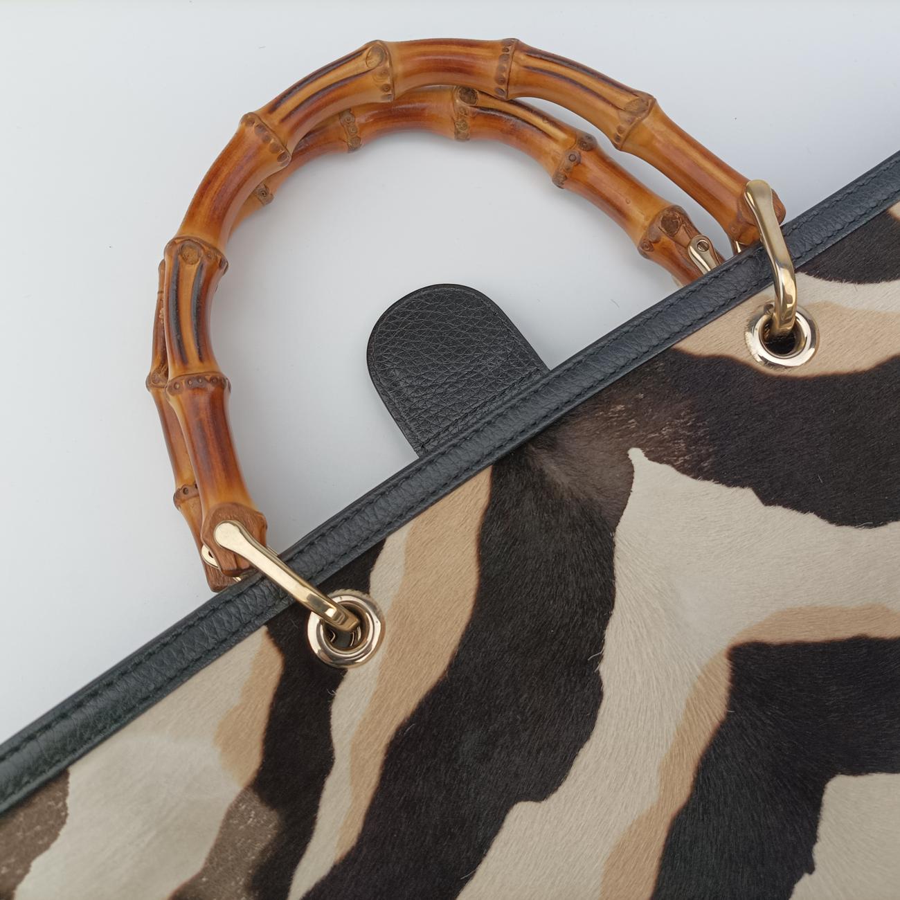 bamboo shopper Beige x Black x White ponyhair 323658 H016653138バンブーショッパー ベージュ x ブラック x ホワイト ハラコ 323658 H016653138