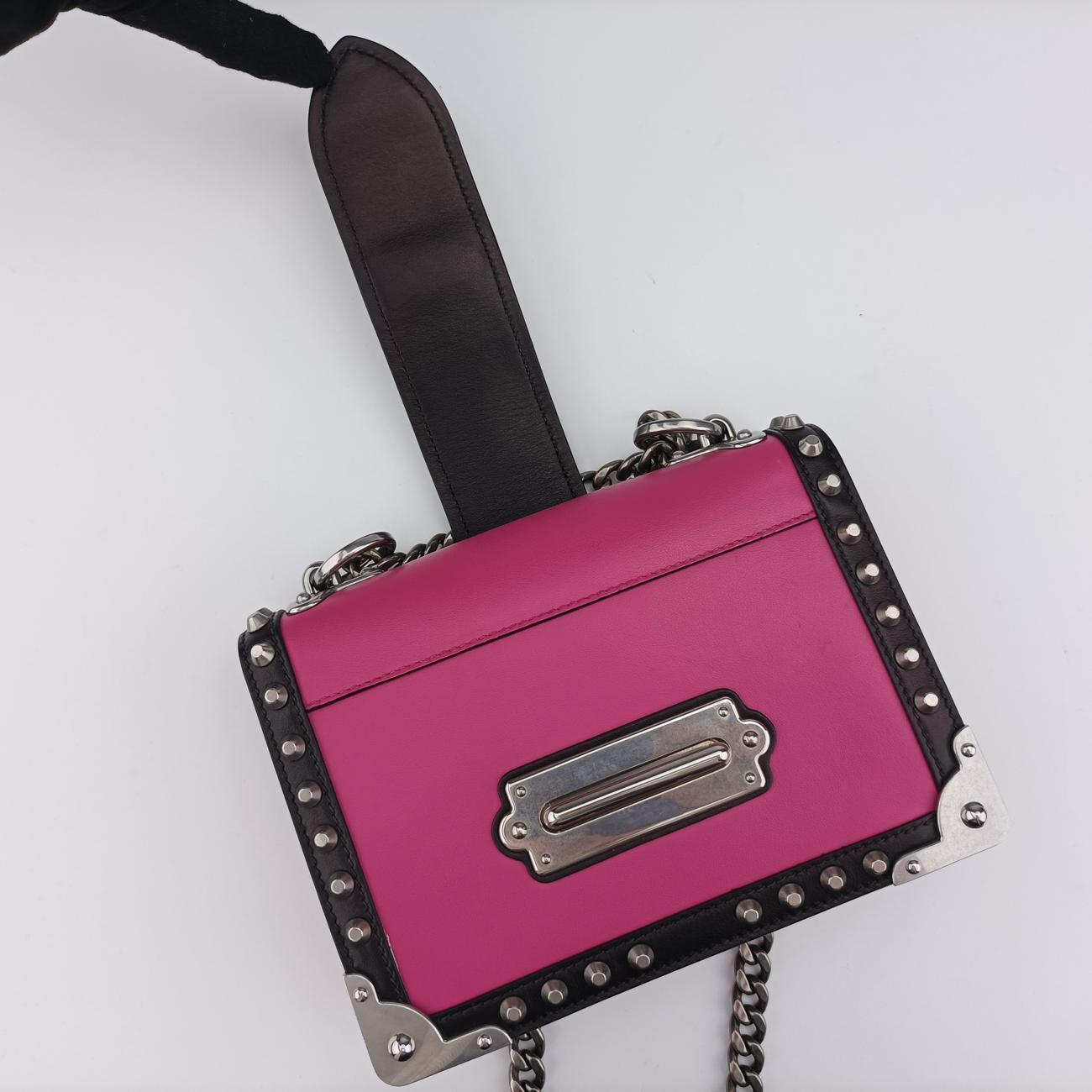 Cahier pink×Black Leather 1BH018 25カイエ ピンク×ブラック レザー 1BH018 25