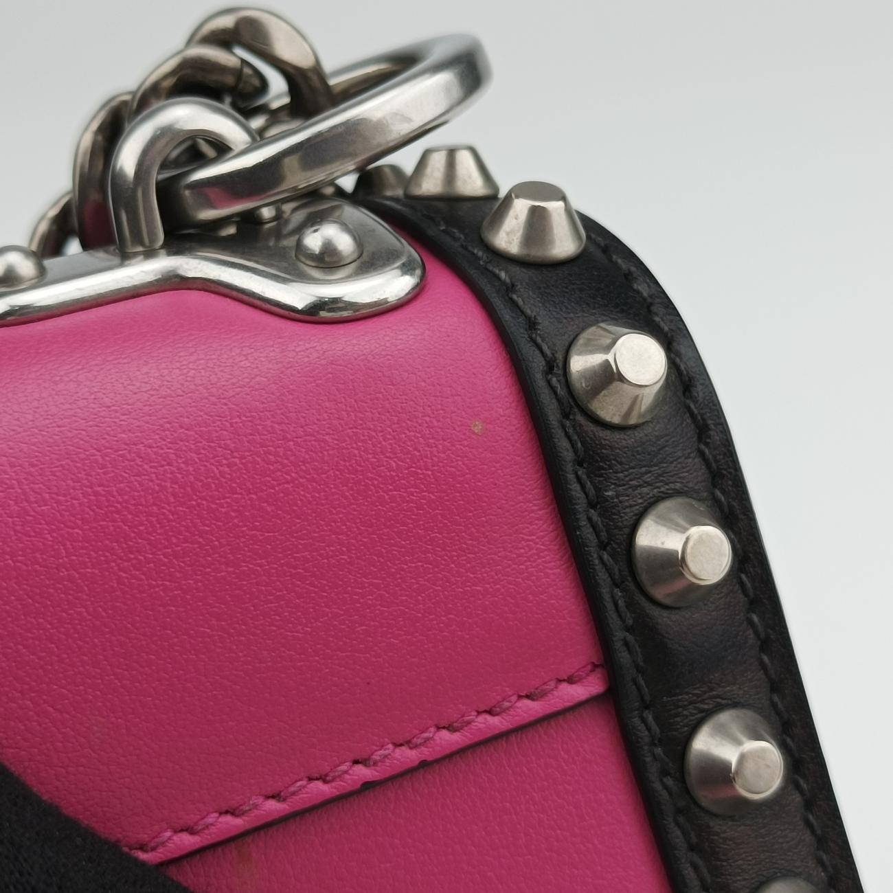 Cahier pink×Black Leather 1BH018 25カイエ ピンク×ブラック レザー 1BH018 25