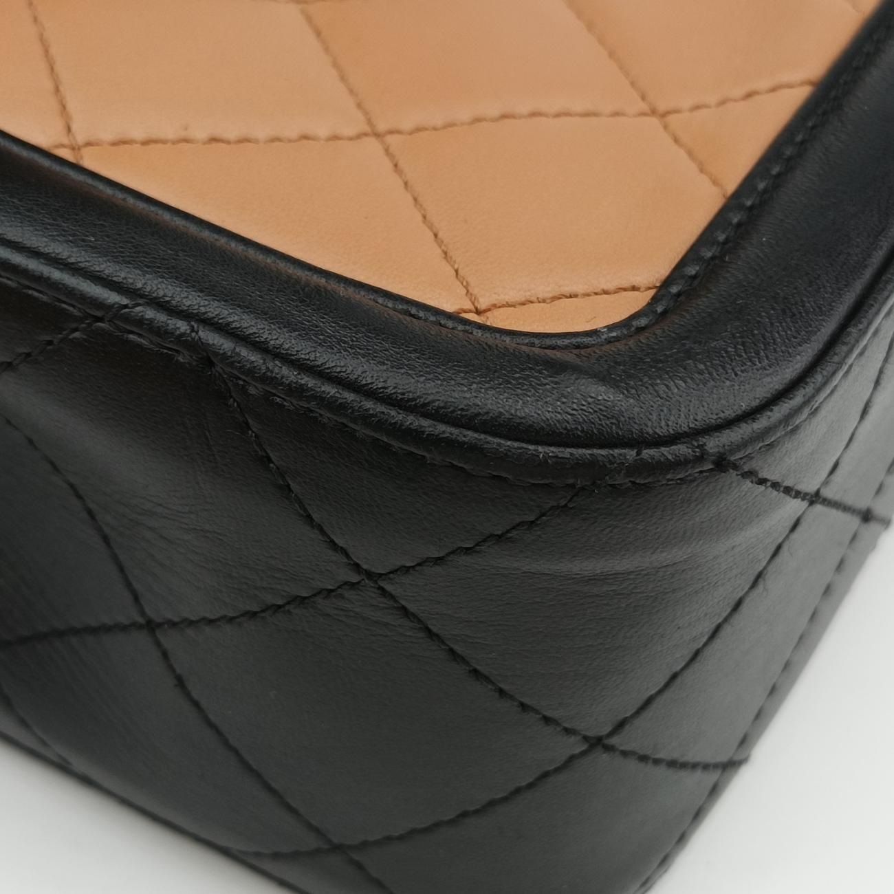 Elegant CC Flap Beige×black Leather A91365 23230869マトラッセ シングルフラップ ベージュ×ブラック レザー A91365 23230869