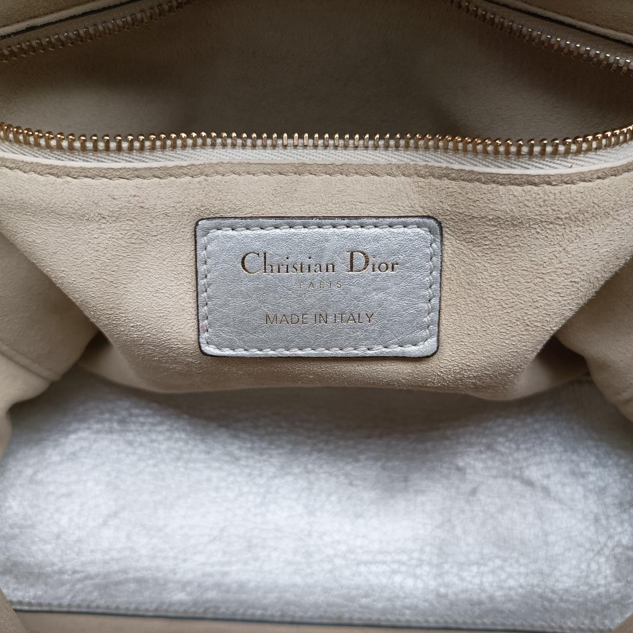 Lady Dior Silver Leather 09-BO-0137レディディオール シルバー レザー 09-BO-0137
