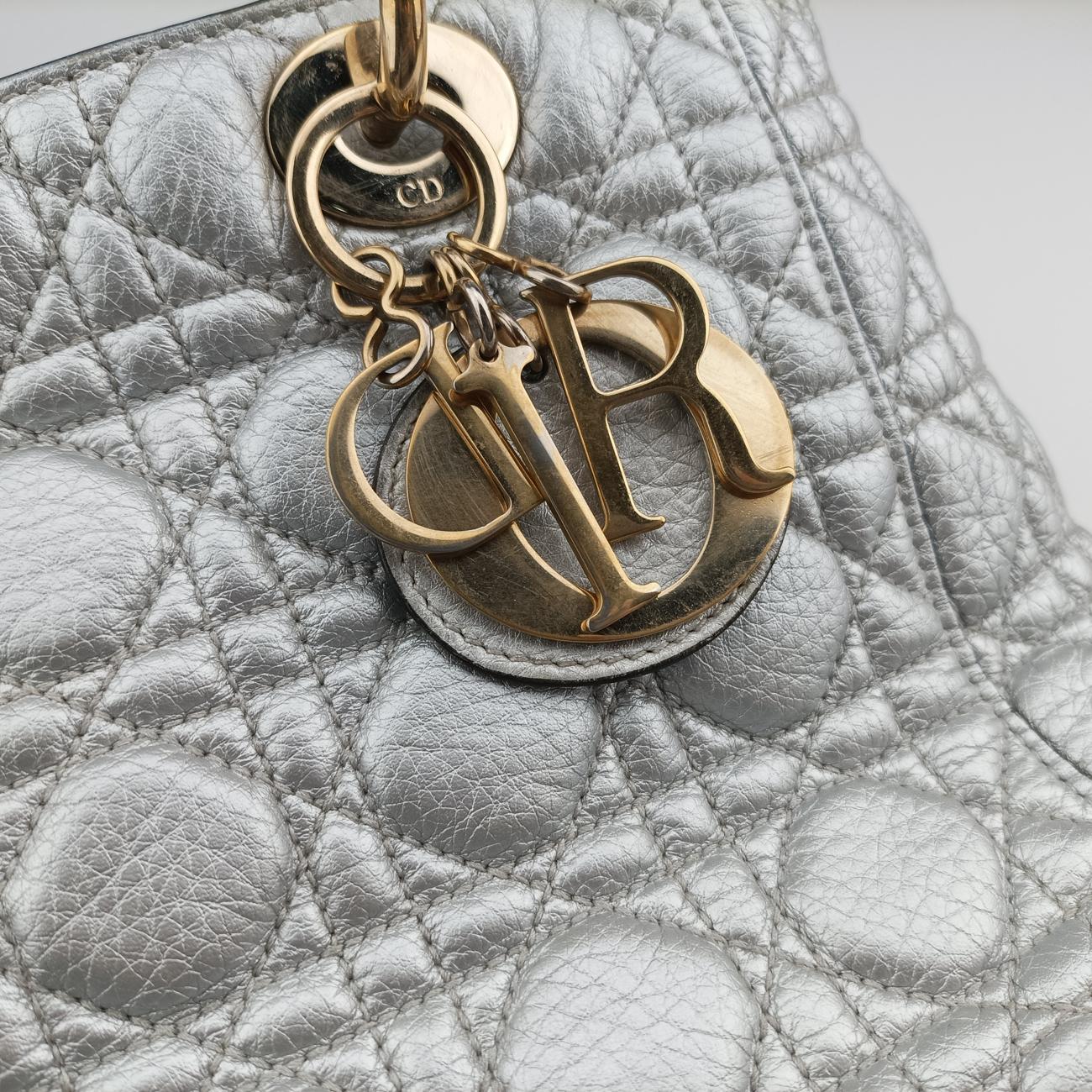 Lady Dior Silver Leather 09-BO-0137レディディオール シルバー レザー 09-BO-0137