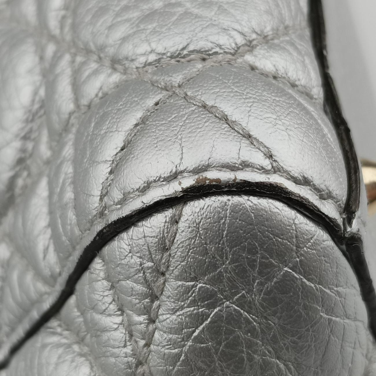 Lady Dior Silver Leather 09-BO-0137レディディオール シルバー レザー 09-BO-0137