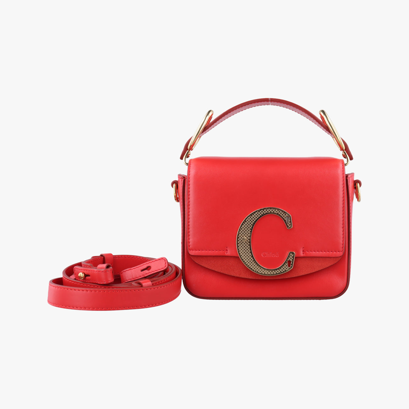 Chloe C Red Leather × Suede 01 20 75 65クロエC レッド レザー × スエード 01 20 75 65