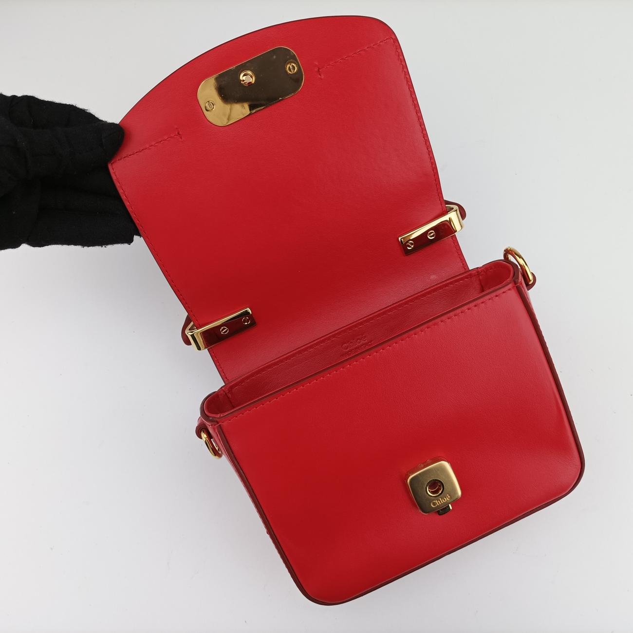 Chloe C Red Leather × Suede 01 20 75 65クロエC レッド レザー × スエード 01 20 75 65