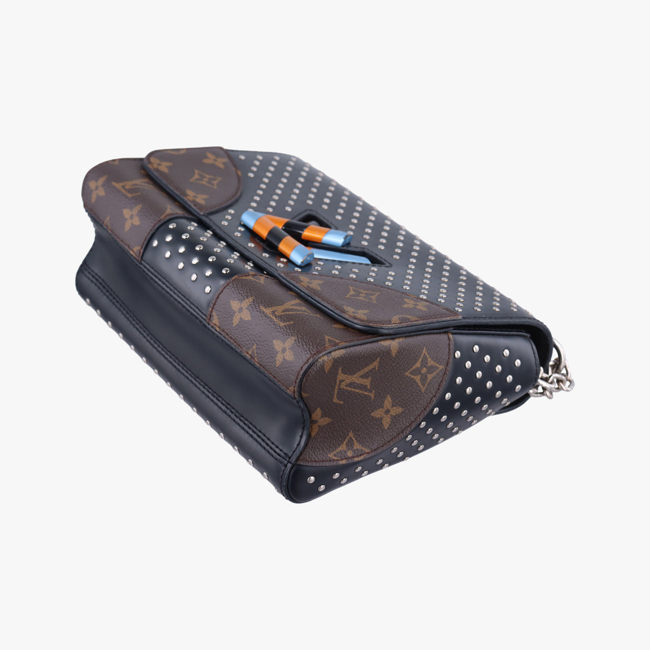 Monogram Studded Twist MM brown×Black×multicolor Monogram Canvas FL2136モノグラム スタッズ ツイスト MM モノグラム/ブラウン系×ブラック×マルチカラー モノグラムキャンバス FL2136