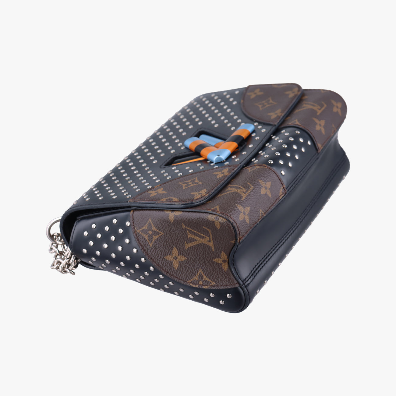 Monogram Studded Twist MM brown×Black×multicolor Monogram Canvas FL2136モノグラム スタッズ ツイスト MM モノグラム/ブラウン系×ブラック×マルチカラー モノグラムキャンバス FL2136