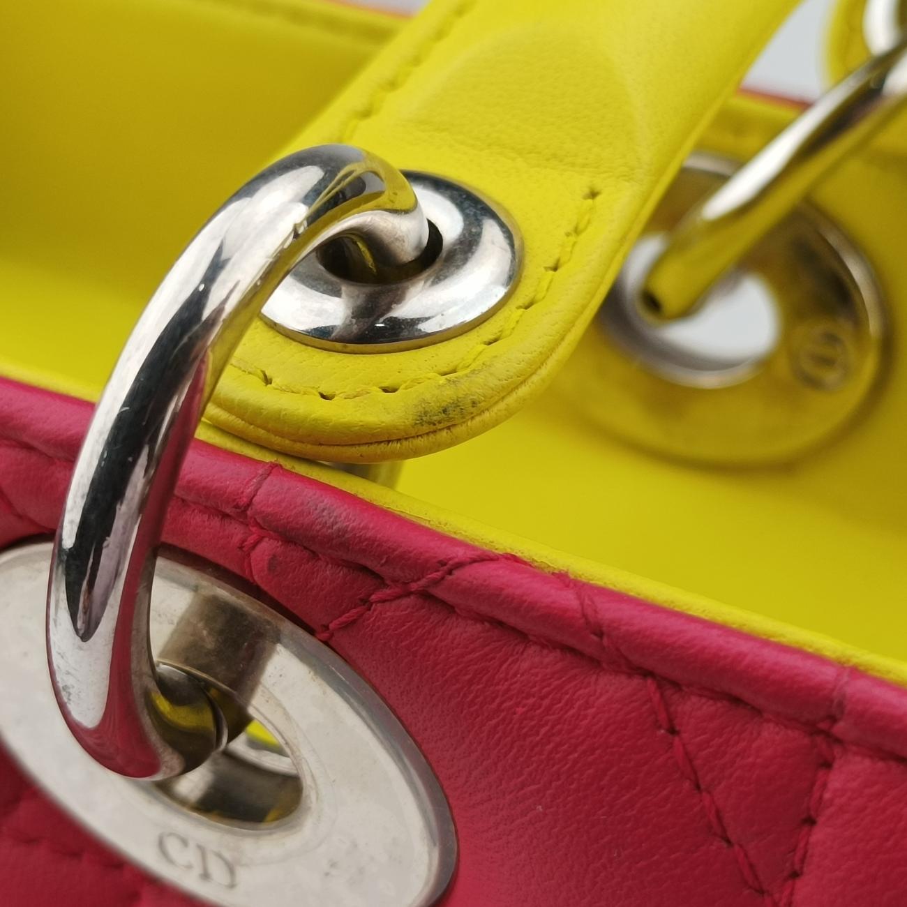 Lady Dior Rose Red x Yellow x Blue lambskin 15-BO-1103レディディオール ローズ レッド×イエロー×ブルー ラムスキン 15-BO-1103