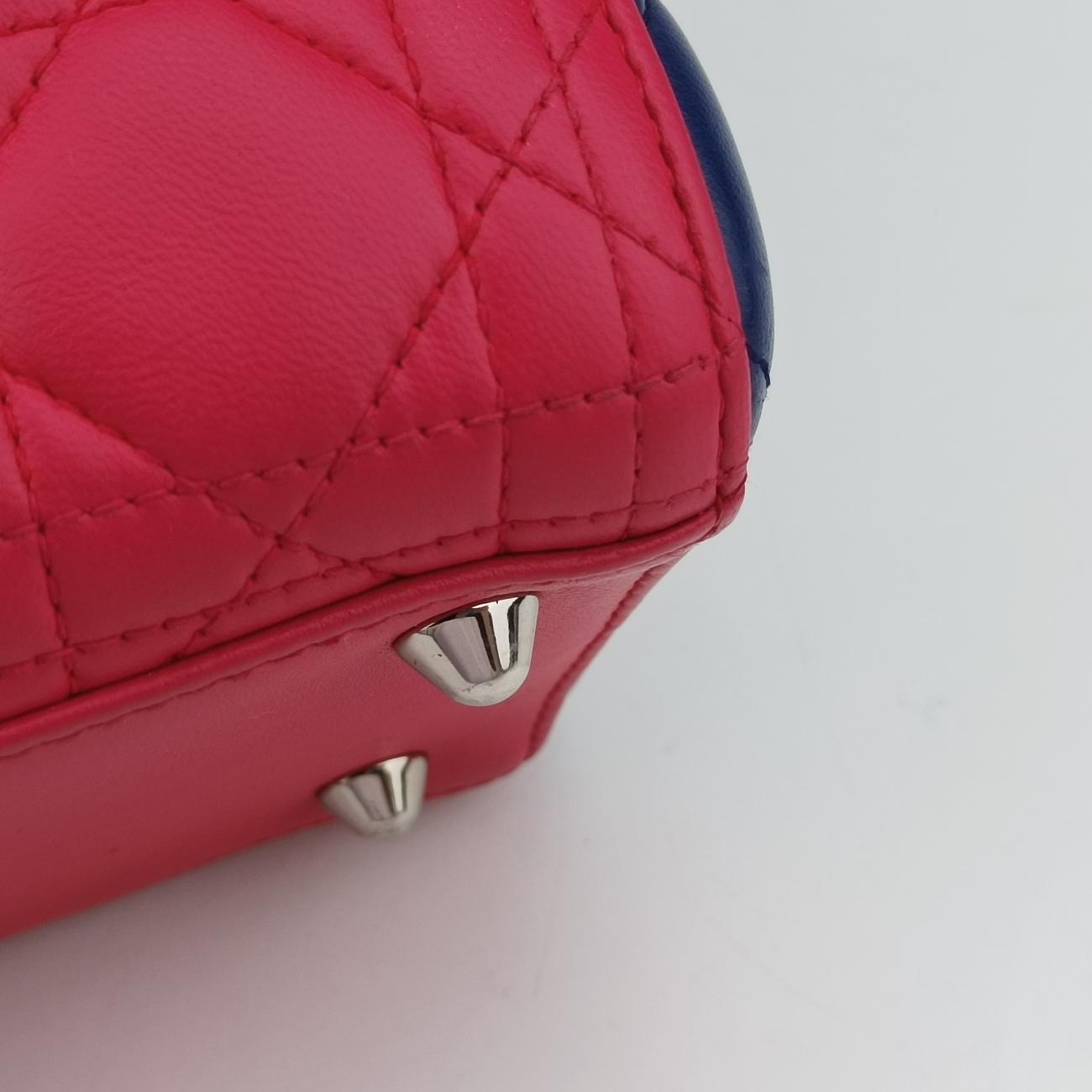 Lady Dior Rose Red x Yellow x Blue lambskin 15-BO-1103レディディオール ローズ レッド×イエロー×ブルー ラムスキン 15-BO-1103