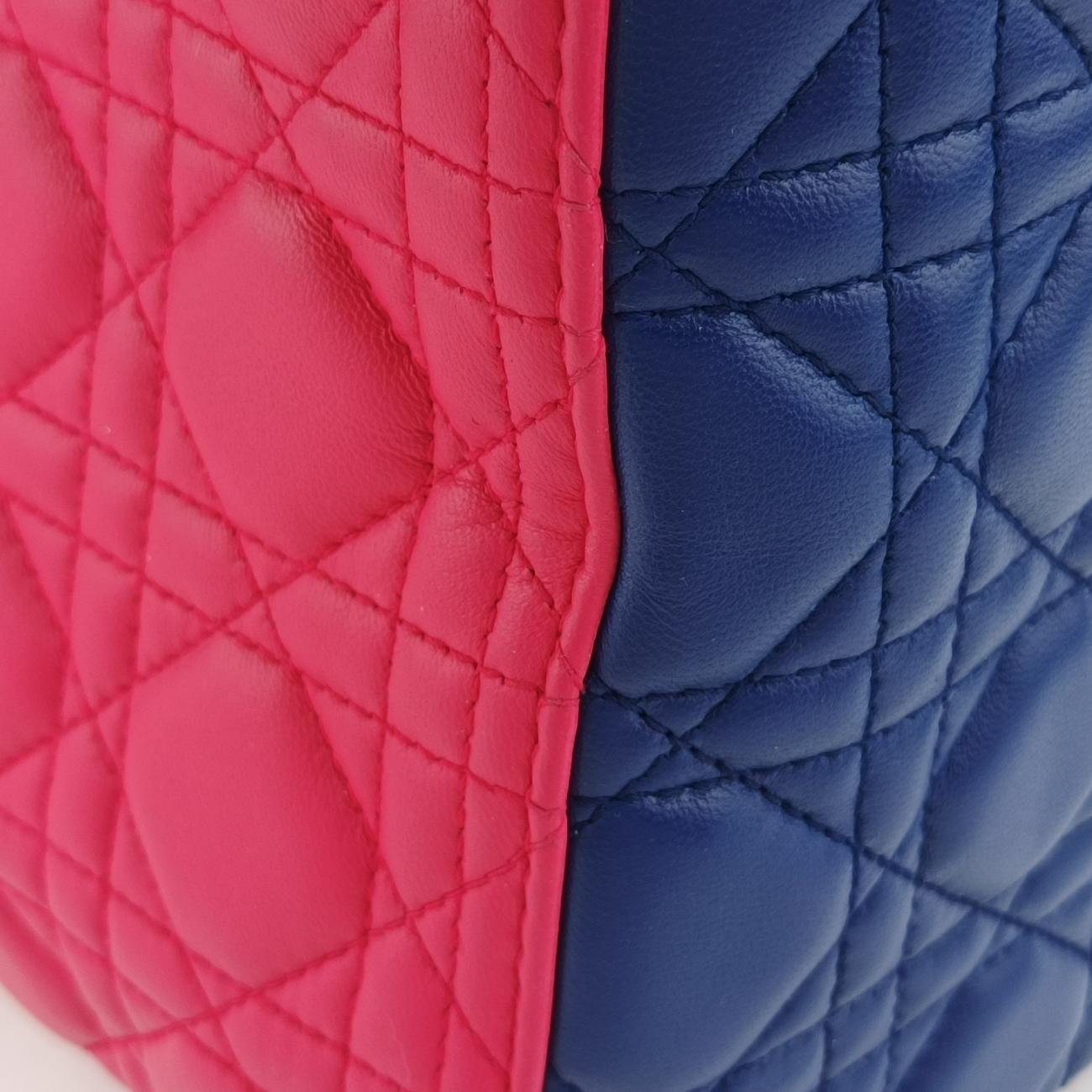 Lady Dior Rose Red x Yellow x Blue lambskin 15-BO-1103レディディオール ローズ レッド×イエロー×ブルー ラムスキン 15-BO-1103