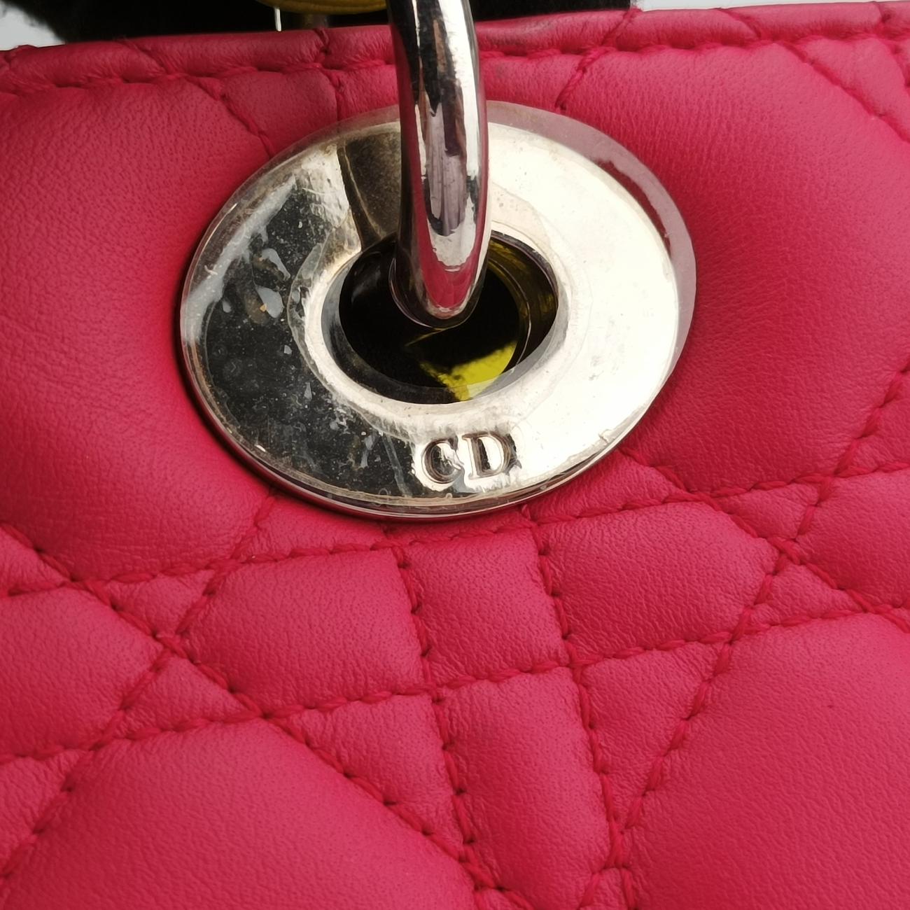 Lady Dior Rose Red x Yellow x Blue lambskin 15-BO-1103レディディオール ローズ レッド×イエロー×ブルー ラムスキン 15-BO-1103