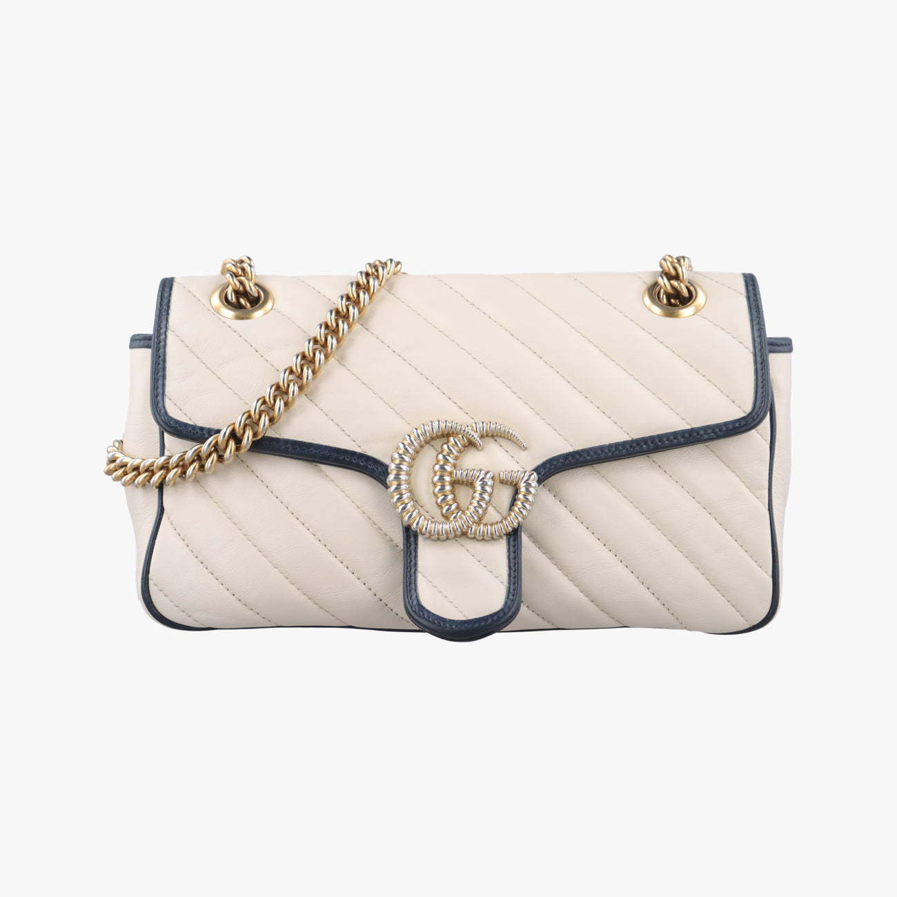 GG Marmont White×navy Leather 443497 B033547820GGマーモント ホワイト×ネイビー レザー 443497 B033547820