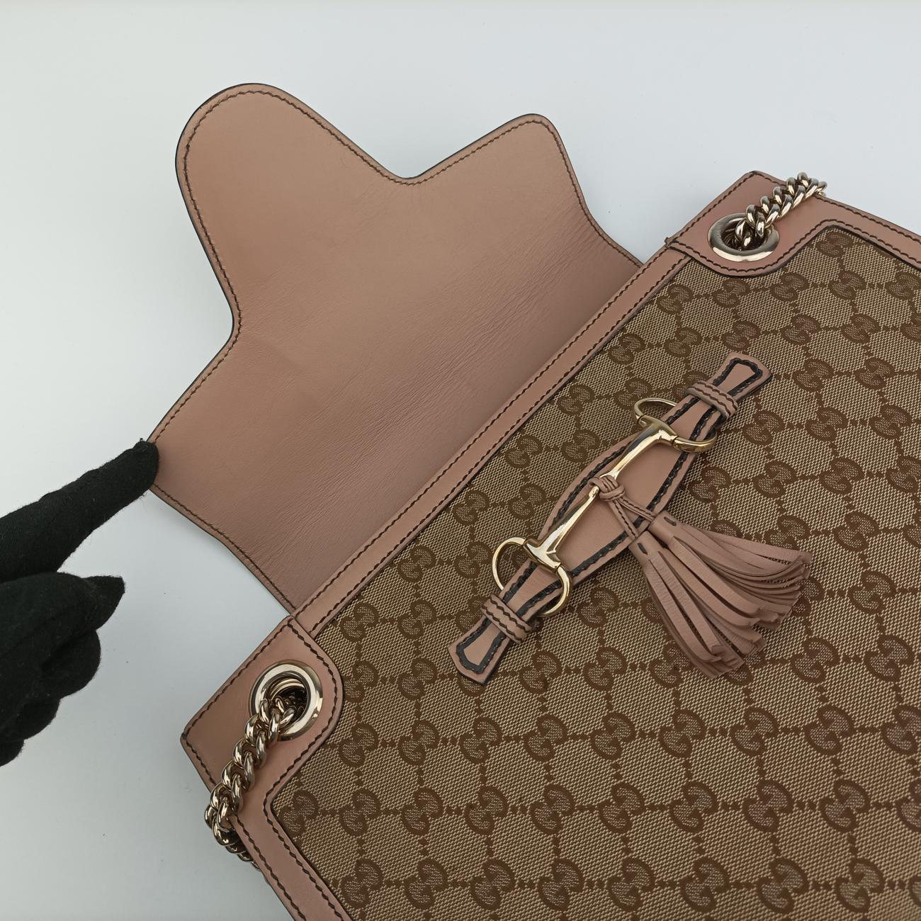 Emily Beige×Brown canvas x leather 295403 A012864626エミリー ベージュ×ブラウン キャンバス×レザー 295403 A012864626