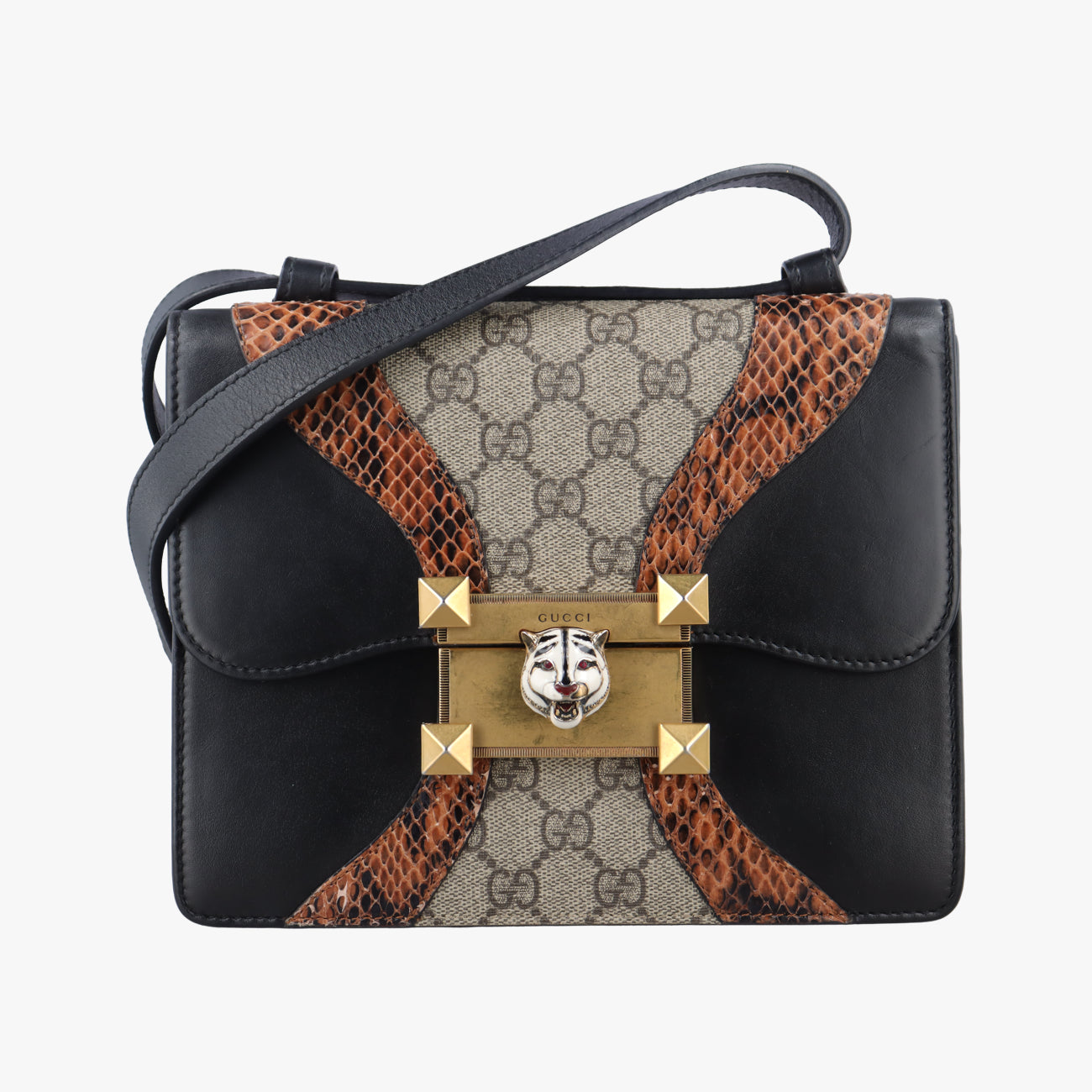 Osiride Beige×Black×Multicolour Leather×snakeskin 497995 C022870581オシリデ ベージュ× ブラック×マルチカラー レザー×ヘビ革 497995 C022870581