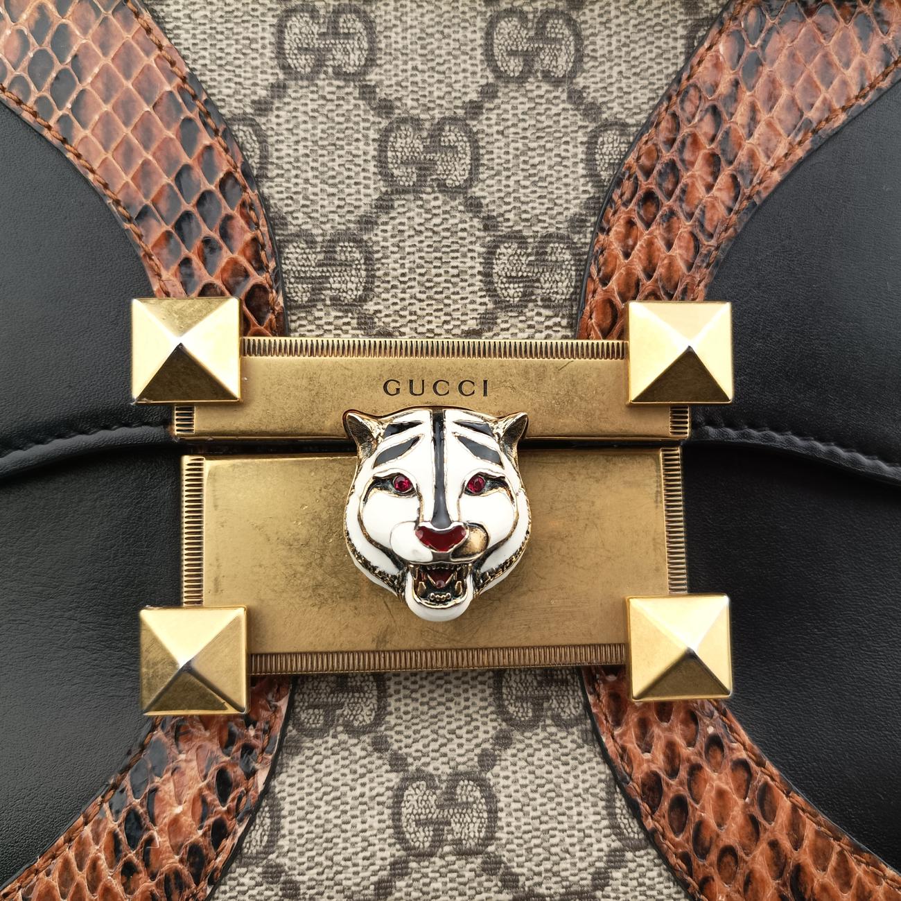 Osiride Beige×Black×Multicolour Leather×snakeskin 497995 C022870581オシリデ ベージュ× ブラック×マルチカラー レザー×ヘビ革 497995 C022870581