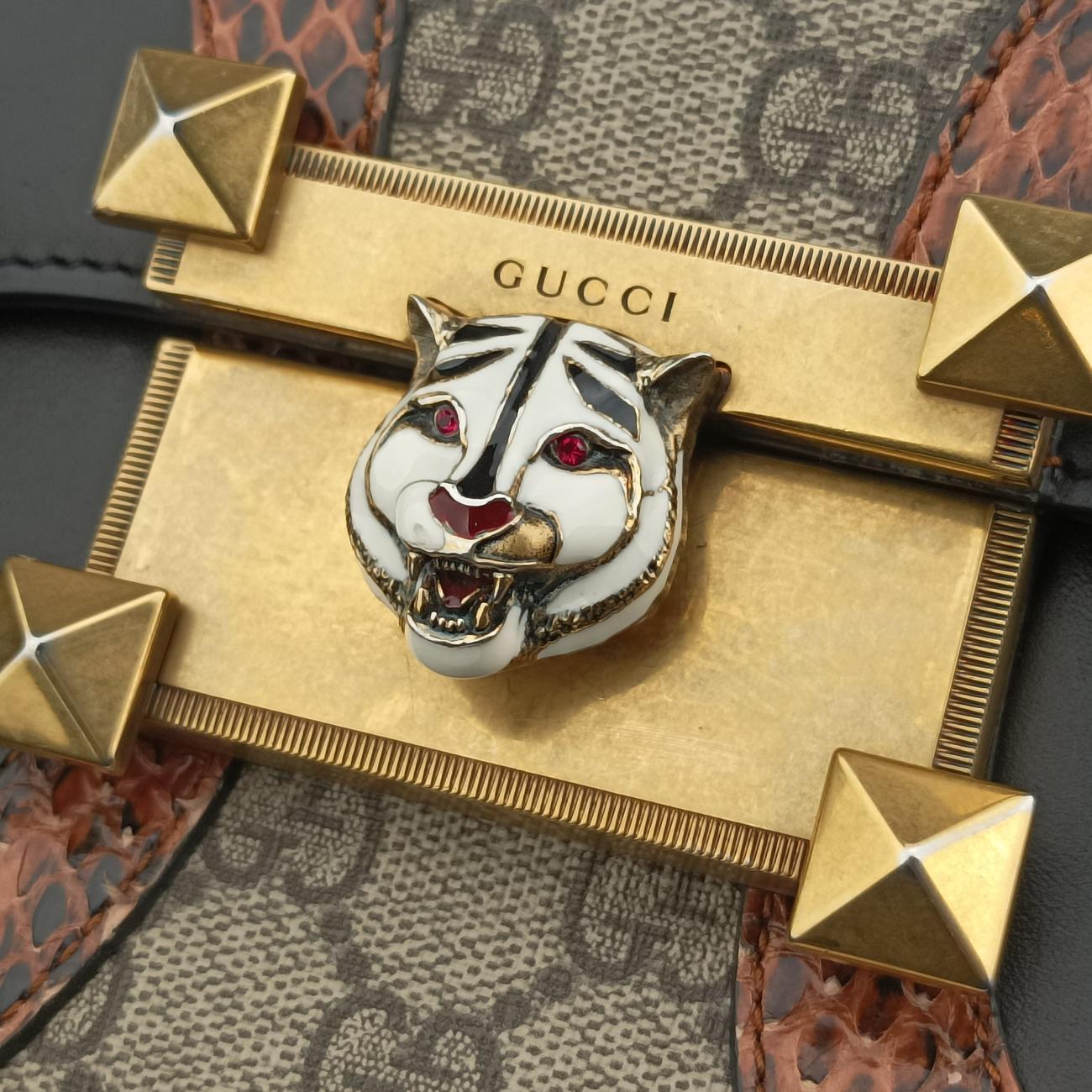 Osiride Beige×Black×Multicolour Leather×snakeskin 497995 C022870581オシリデ ベージュ× ブラック×マルチカラー レザー×ヘビ革 497995 C022870581