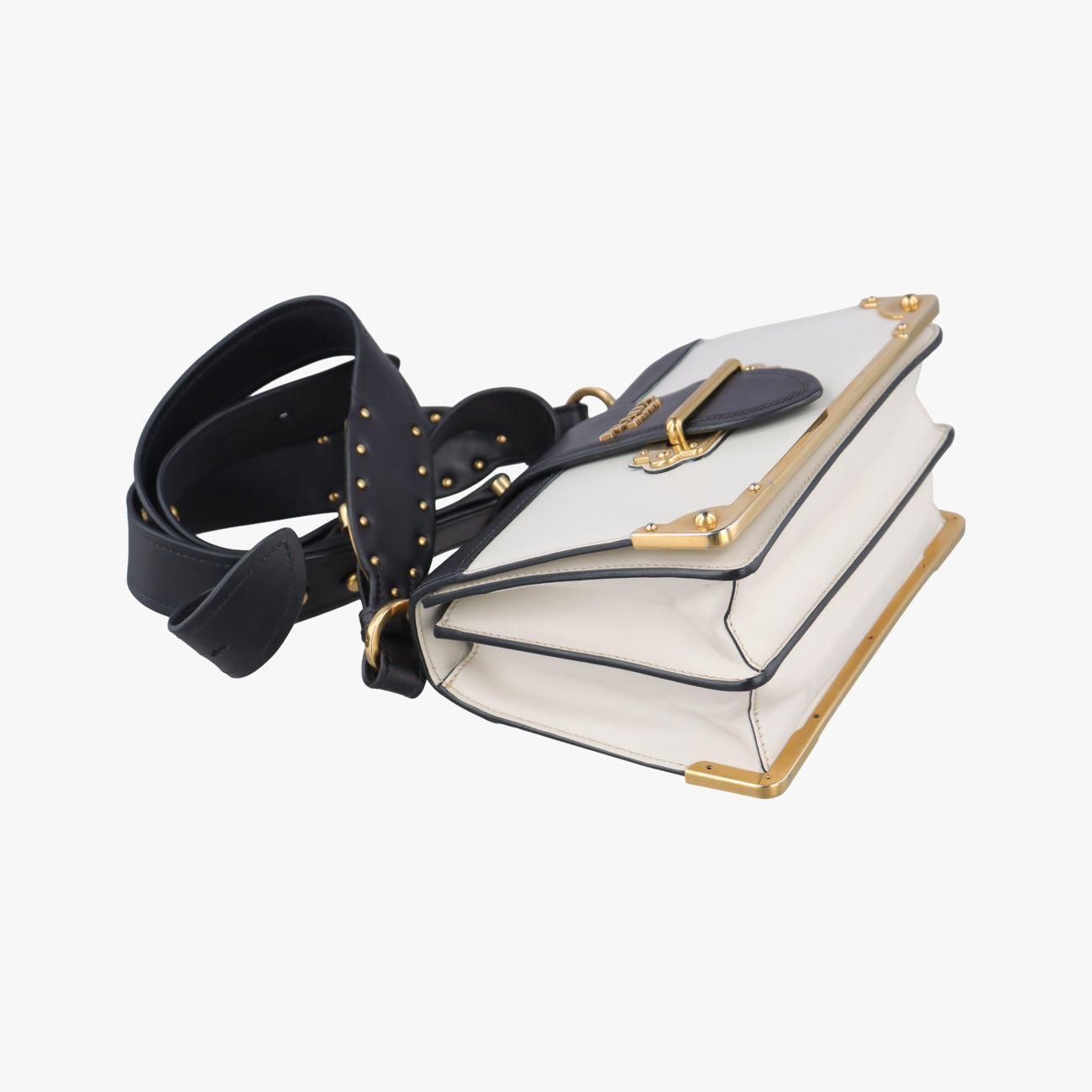 Cahier Black×white Leather×SAFFIANO Leather 1BD045 25カイエ ブラック×ホワイト レザー×サフィアーノレザー 1BD045 25