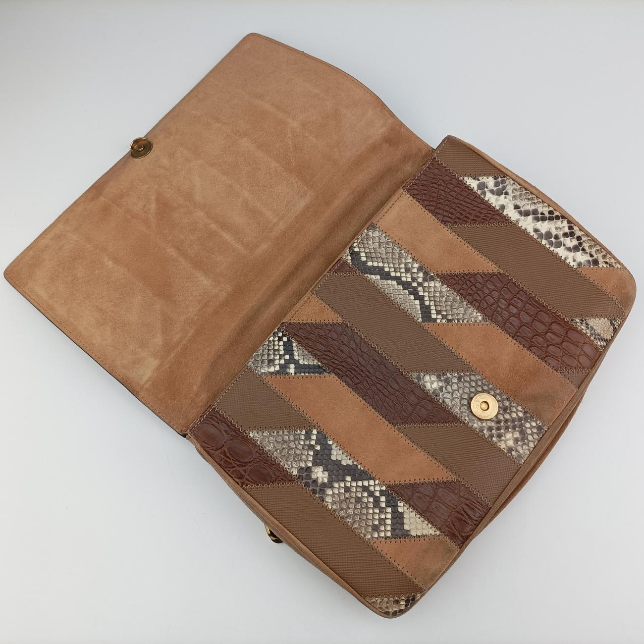 logo chain Brown×Multicolour Leather x Suede 1BD009 31/Eロゴ チェーン ブラウン ×マルチカラー レザー×スエード 1BD009 31/E