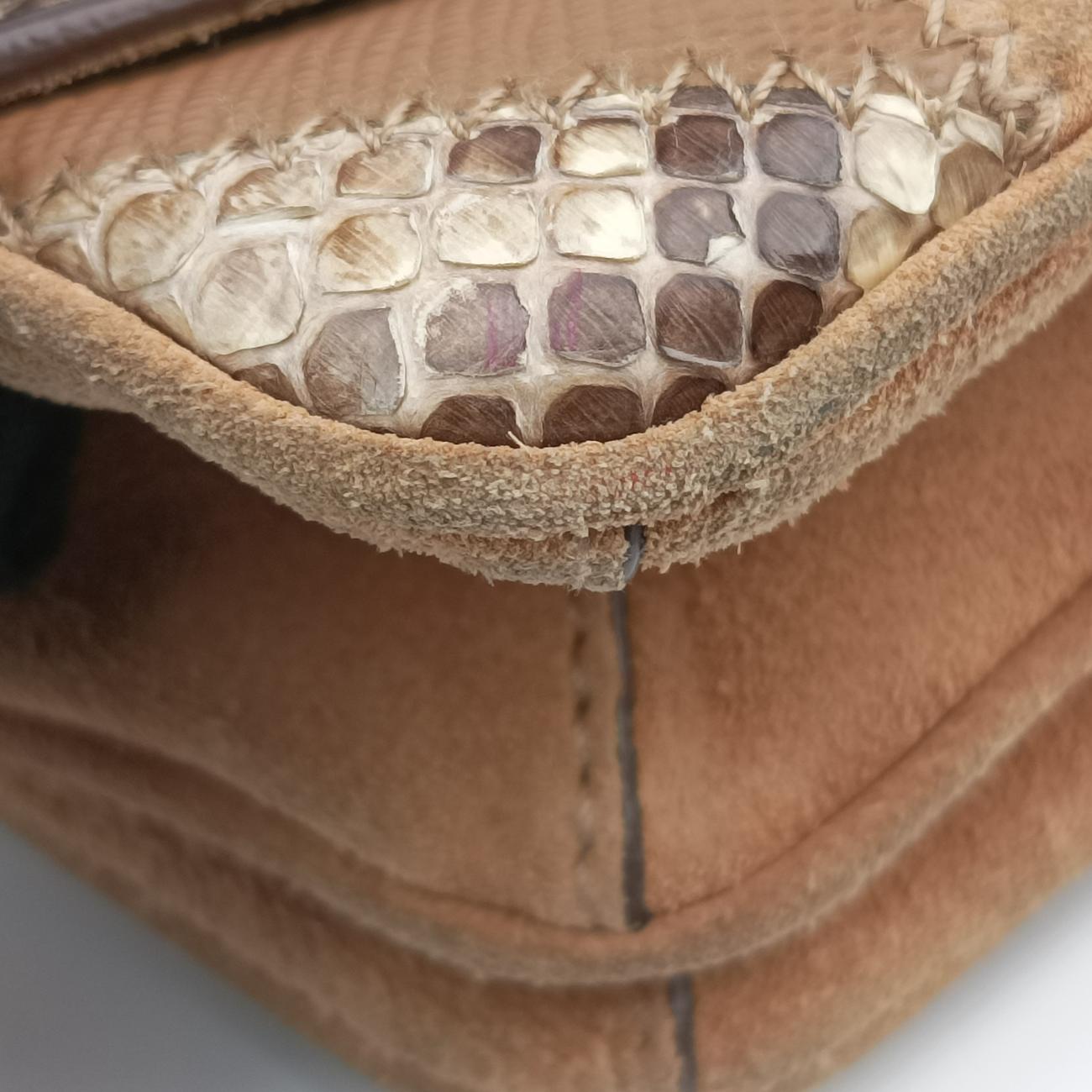 logo chain Brown×Multicolour Leather x Suede 1BD009 31/Eロゴ チェーン ブラウン ×マルチカラー レザー×スエード 1BD009 31/E