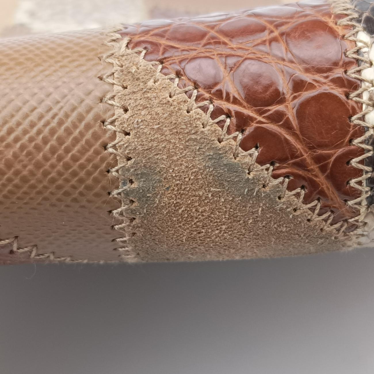 logo chain Brown×Multicolour Leather x Suede 1BD009 31/Eロゴ チェーン ブラウン ×マルチカラー レザー×スエード 1BD009 31/E