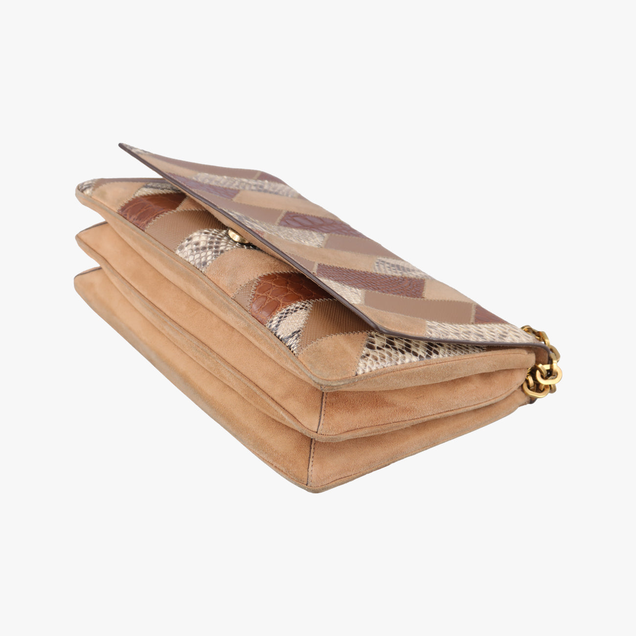 logo chain Brown×Multicolour Leather x Suede 1BD009 31/Eロゴ チェーン ブラウン ×マルチカラー レザー×スエード 1BD009 31/E