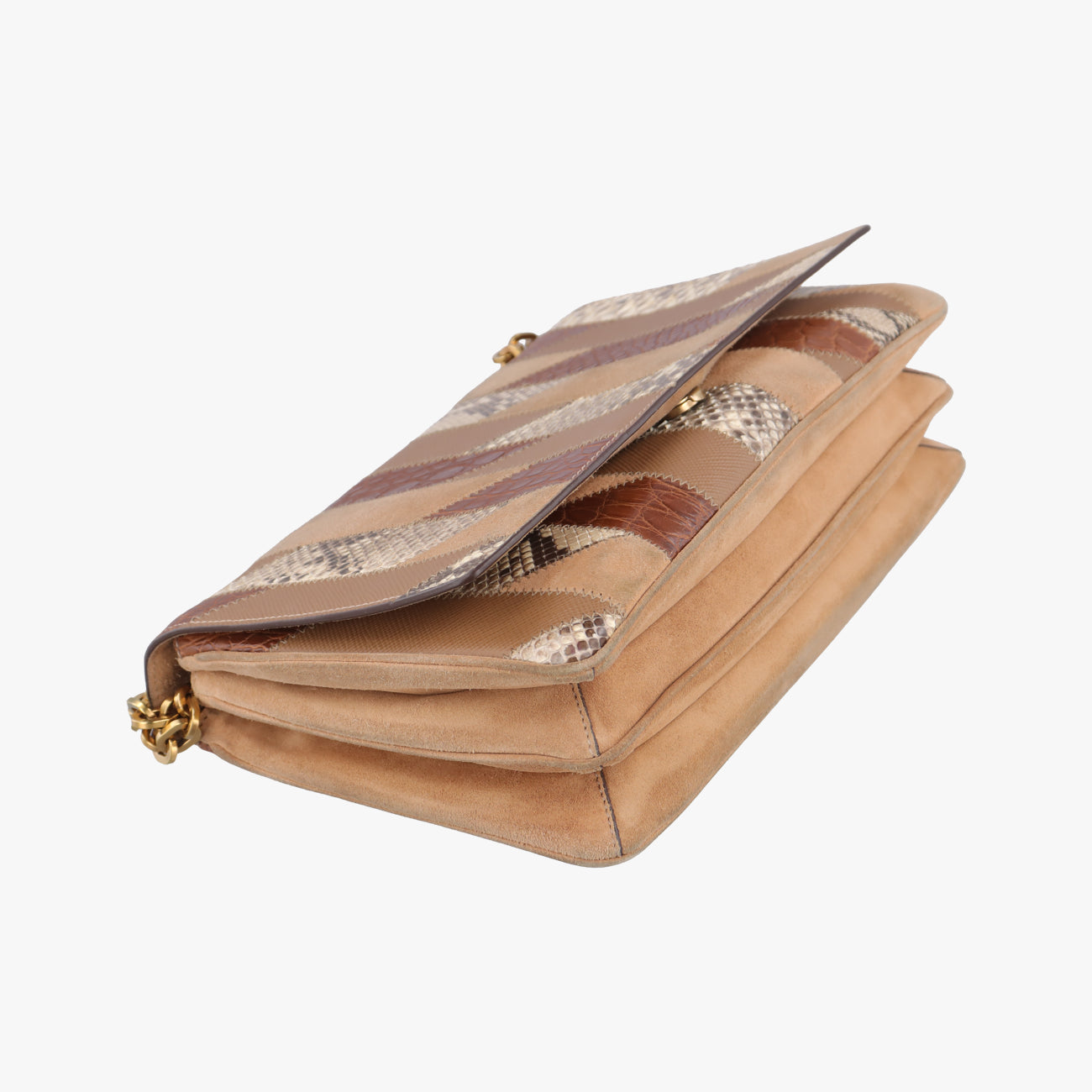 logo chain Brown×Multicolour Leather x Suede 1BD009 31/Eロゴ チェーン ブラウン ×マルチカラー レザー×スエード 1BD009 31/E