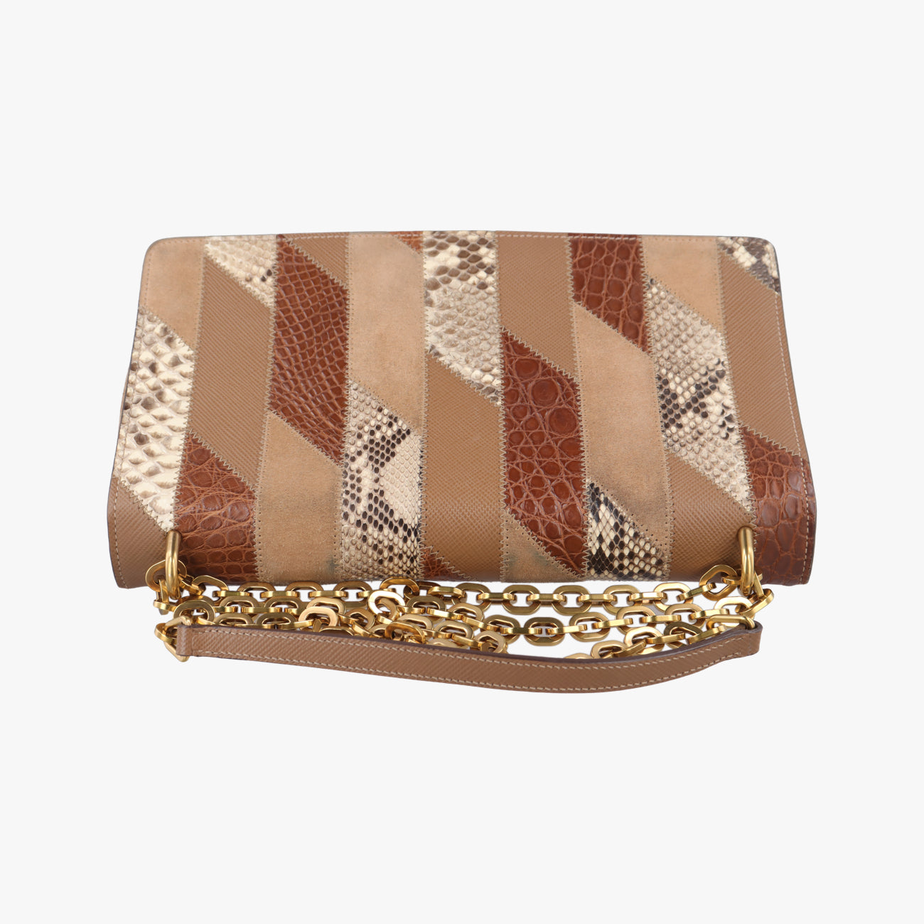 logo chain Brown×Multicolour Leather x Suede 1BD009 31/Eロゴ チェーン ブラウン ×マルチカラー レザー×スエード 1BD009 31/E