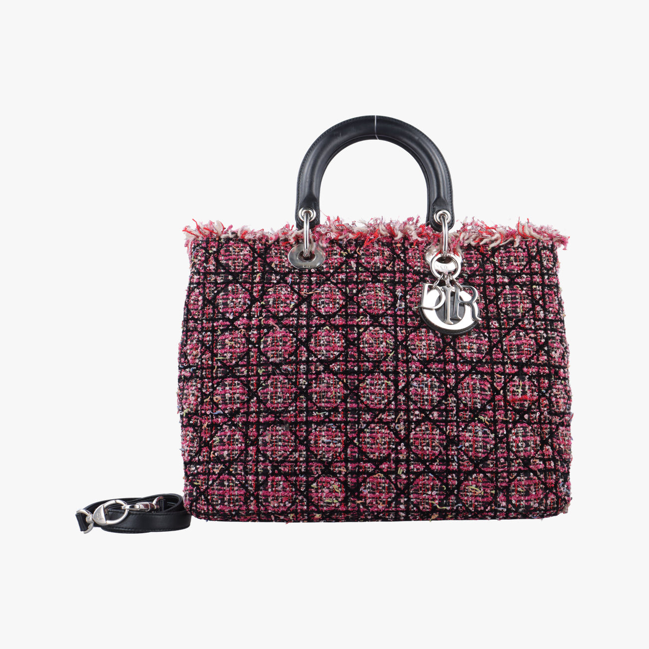 Lady Dior Pink×Multicolour Tweed x Leather 01-MA-0151レディディオール ピンク×マルチカラー ツイード×レザー 01-MA-0151