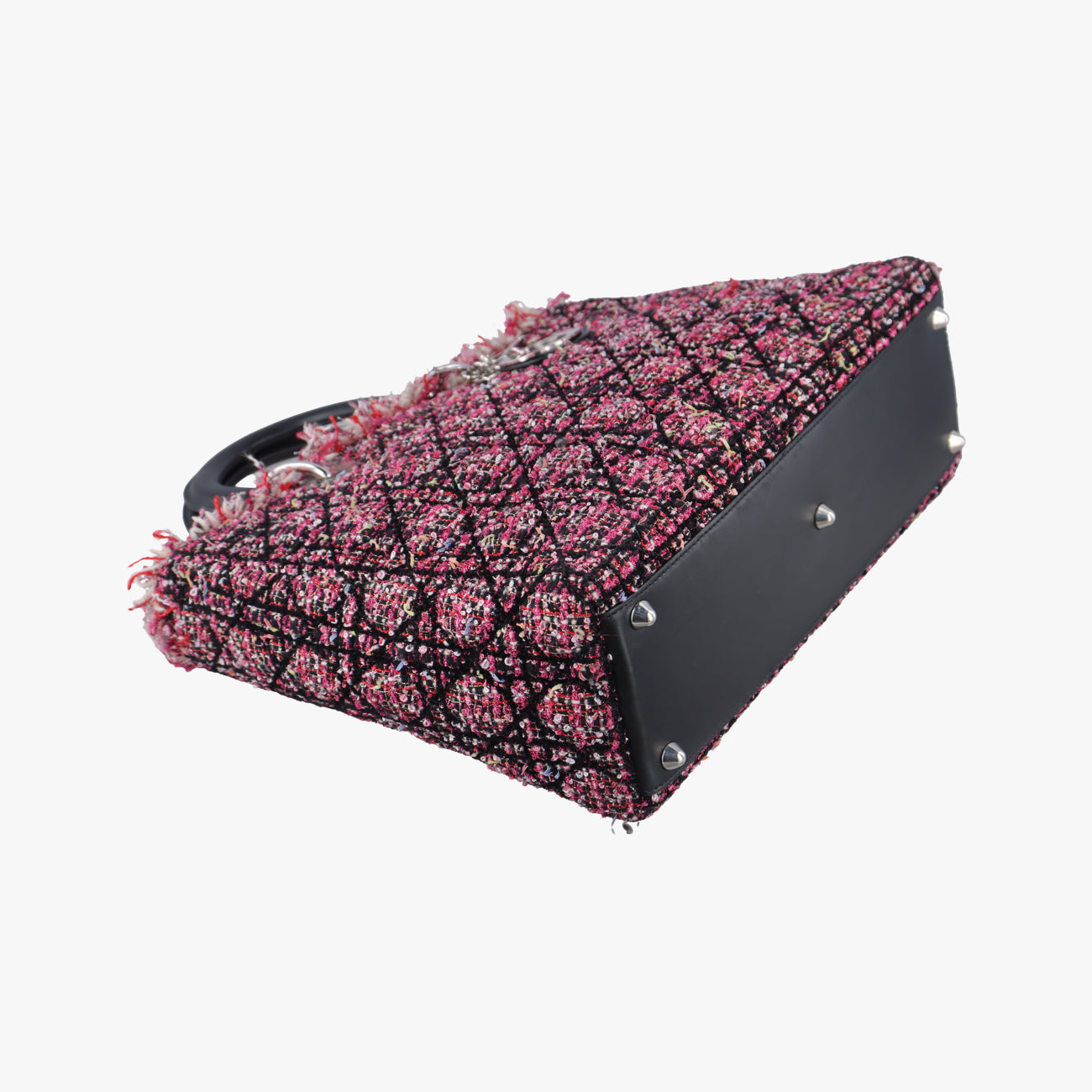 Lady Dior Pink×Multicolour Tweed x Leather 01-MA-0151レディディオール ピンク×マルチカラー ツイード×レザー 01-MA-0151