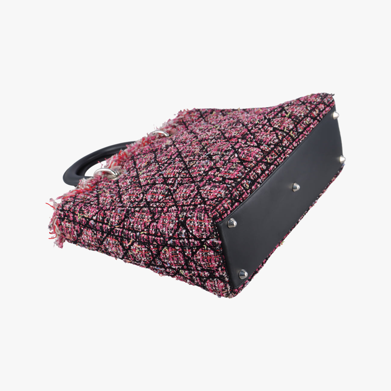 Lady Dior Pink×Multicolour Tweed x Leather 01-MA-0151レディディオール ピンク×マルチカラー ツイード×レザー 01-MA-0151